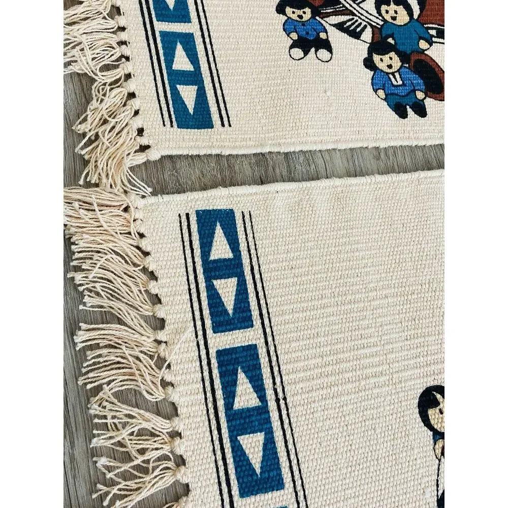 3 El Paso Saddle blanket Co STORYTELLER Fringed Southwestern Woven Placemats Lot